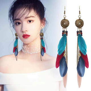 Bohemian Dài Lông Bông Tai Du Lịch Chụp Ảnh Tua Rua Bông Tai Vân Nam Độc Đáo Sửa Đổi Mặt Phụ Kiện Bông Tai