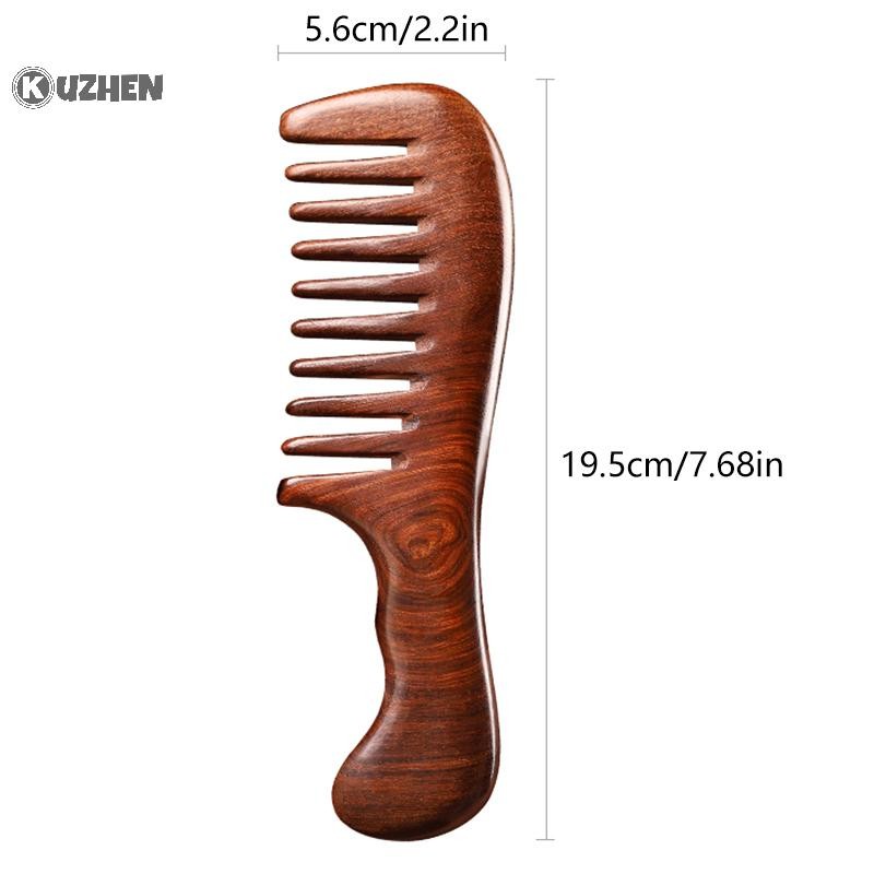 Kuzhen Gỗ Đàn Hương Lược Chải Tóc Máy Mát Xa Răng Rộng Detangle Lược Gỗ Quà Tặng Hộ Gia Đình HOT
