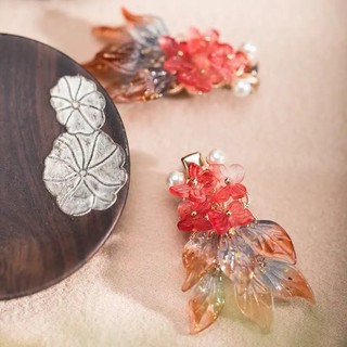 Mauropoli [Sẵn Sàng] Cá Koi Nổi ~ Vỏ Cá Chép Kẹp Tóc Phong Cách Trung Hoa Hanfu Nữ Bên Gãy Tóc Ngọc Trai Cặp Kẹp Nổ Kẹp