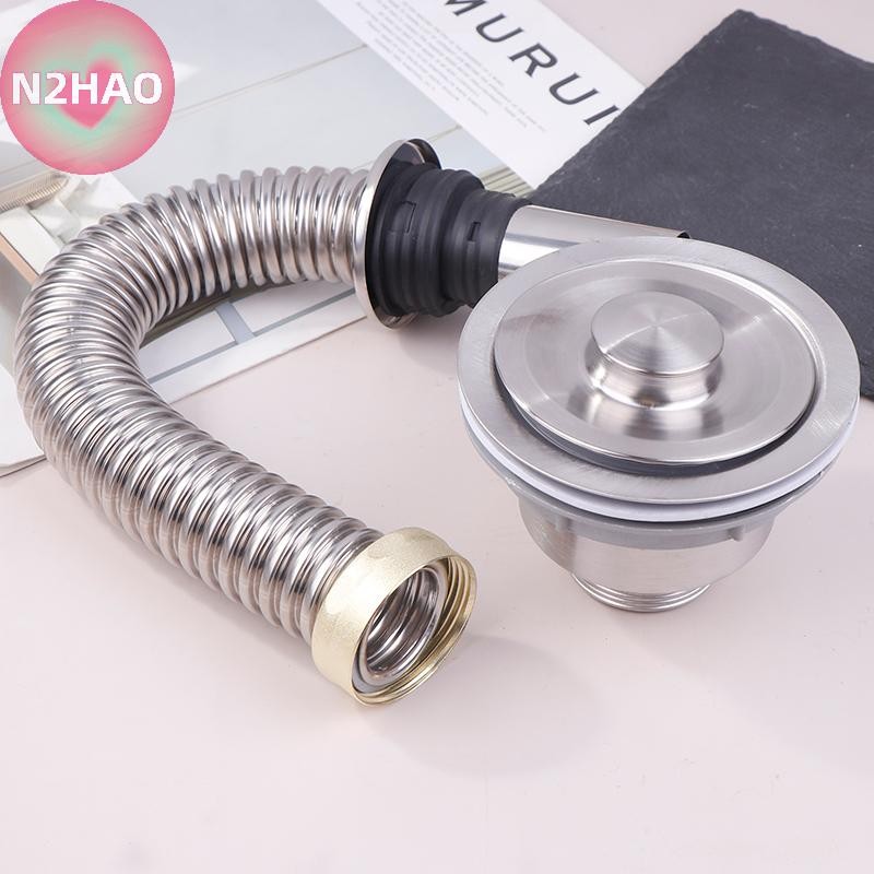 N2hao 40 / 60cm Thép Không Gỉ Phòng Tắm Bồn Rửa Nhà Bếp Siphon Xả Chất Thải Ống Linh Hoạt Nhà Ống Thoát Nước Có Thể Thu Vào n
