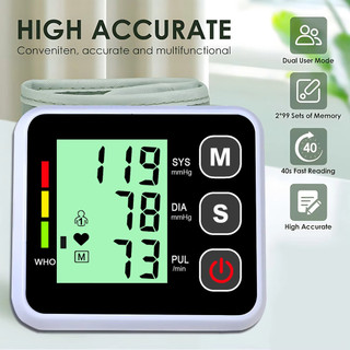 Màn hình LCD Máy đo huyết áp cổ tay Máy đo cường lực Máy đo áp lực kỹ thuật số tự động Máy đo huyết áp Chẩn đoán gia đình