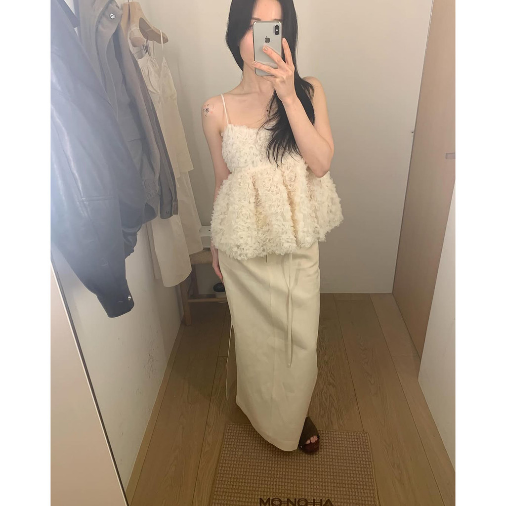 2025 Cao Cấp Phong Cách Hàn Quốc Phong Cách Mới Người Nổi Tiếng Phong Cách Ba Chiều Hoa Sling Top