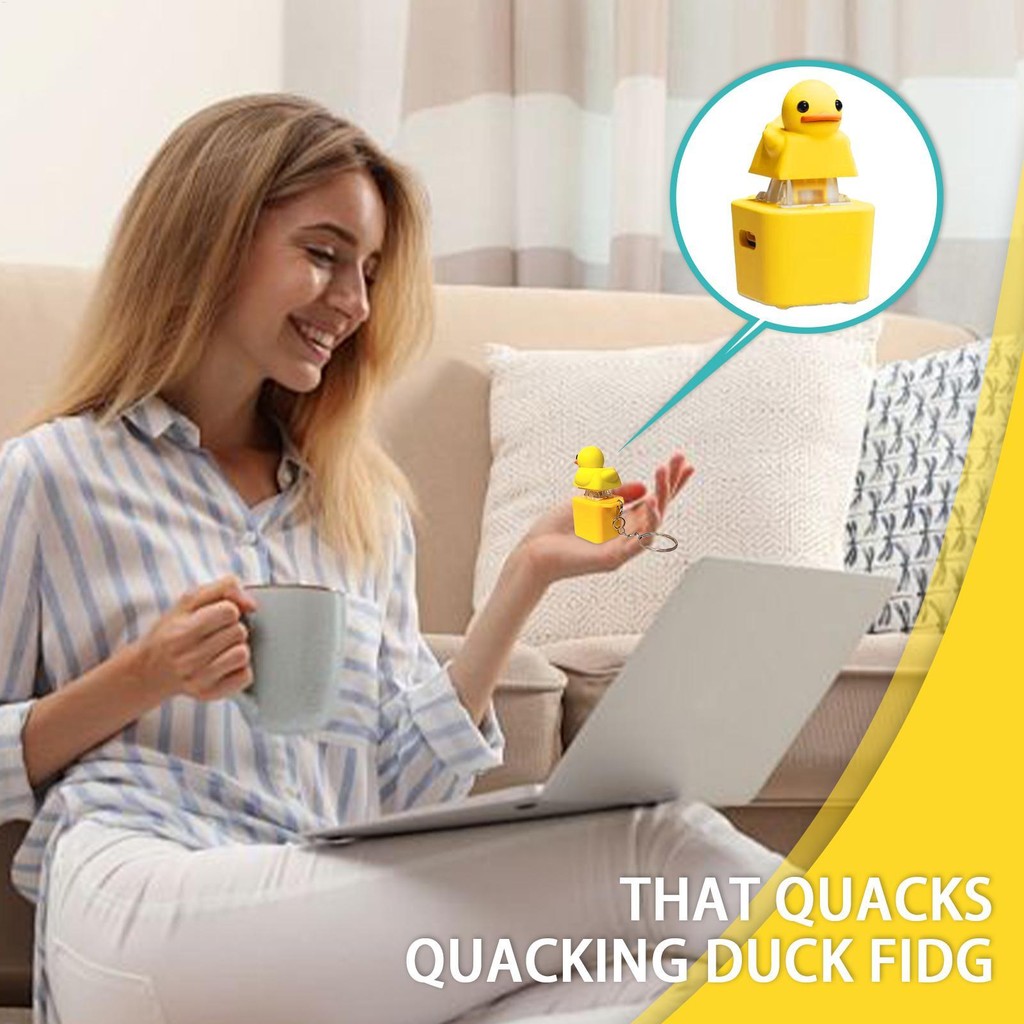 That Quacks Quacking duck Fidg- Móc khóa âm thanh giải nén vịt màu vàng nhỏ wipqsvn
