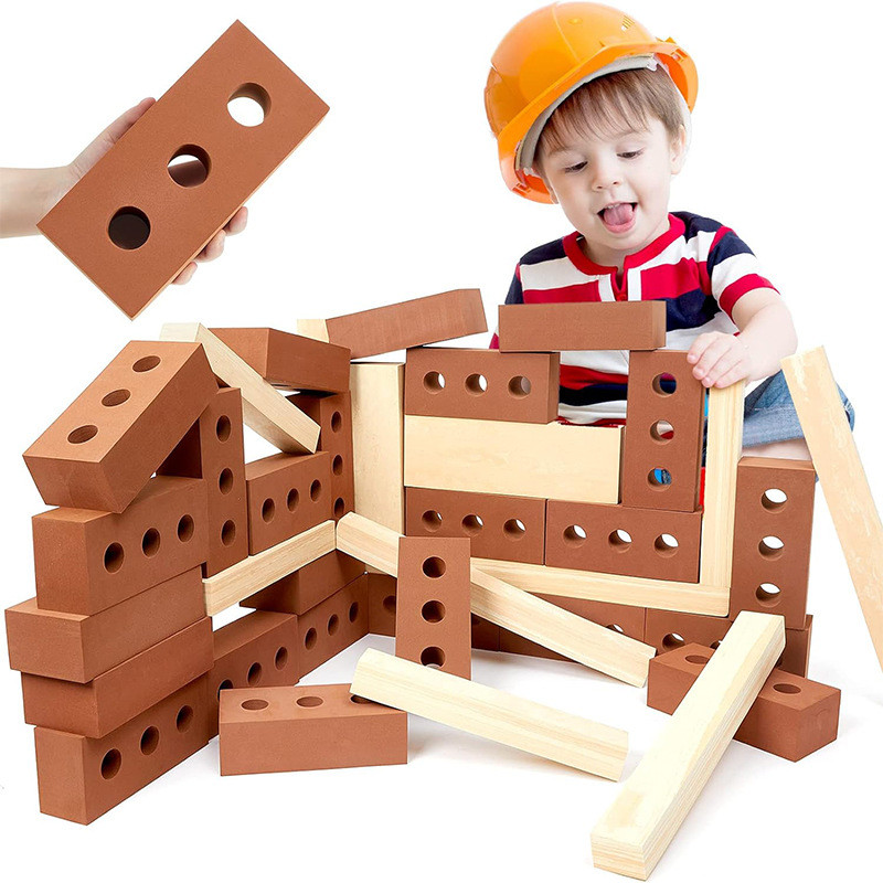 Trẻ Em Bọt Khối Xây Dựng Giáo Dục Sớm Mẫu Giáo Khu Xây Dựng Góc EVA Mô Phỏng Gạch Lớn Ngoài Trời Khối Xây Dựng Đồ Chơi Giáo Dục