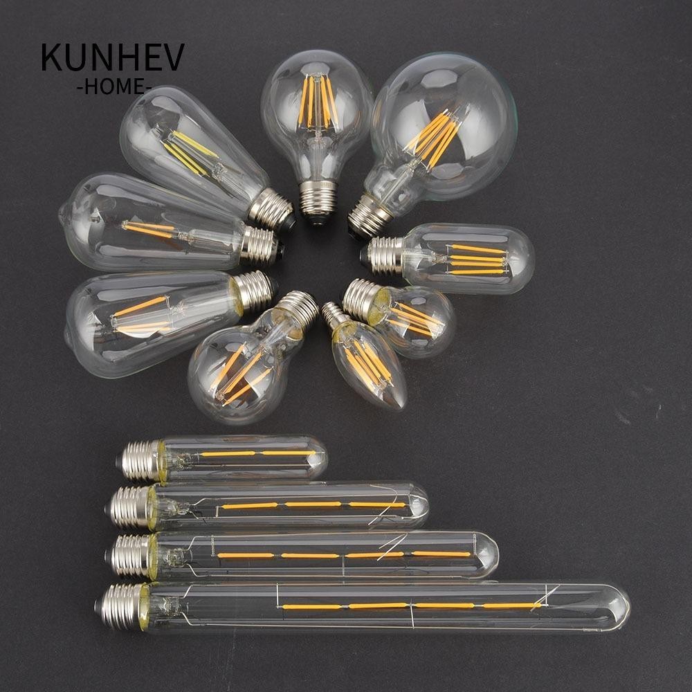 KUNHEV đèn cổ điển cổ điển, Dây tóc 4W, Đèn Edison nóng Kính E27 Giá đỡ ...