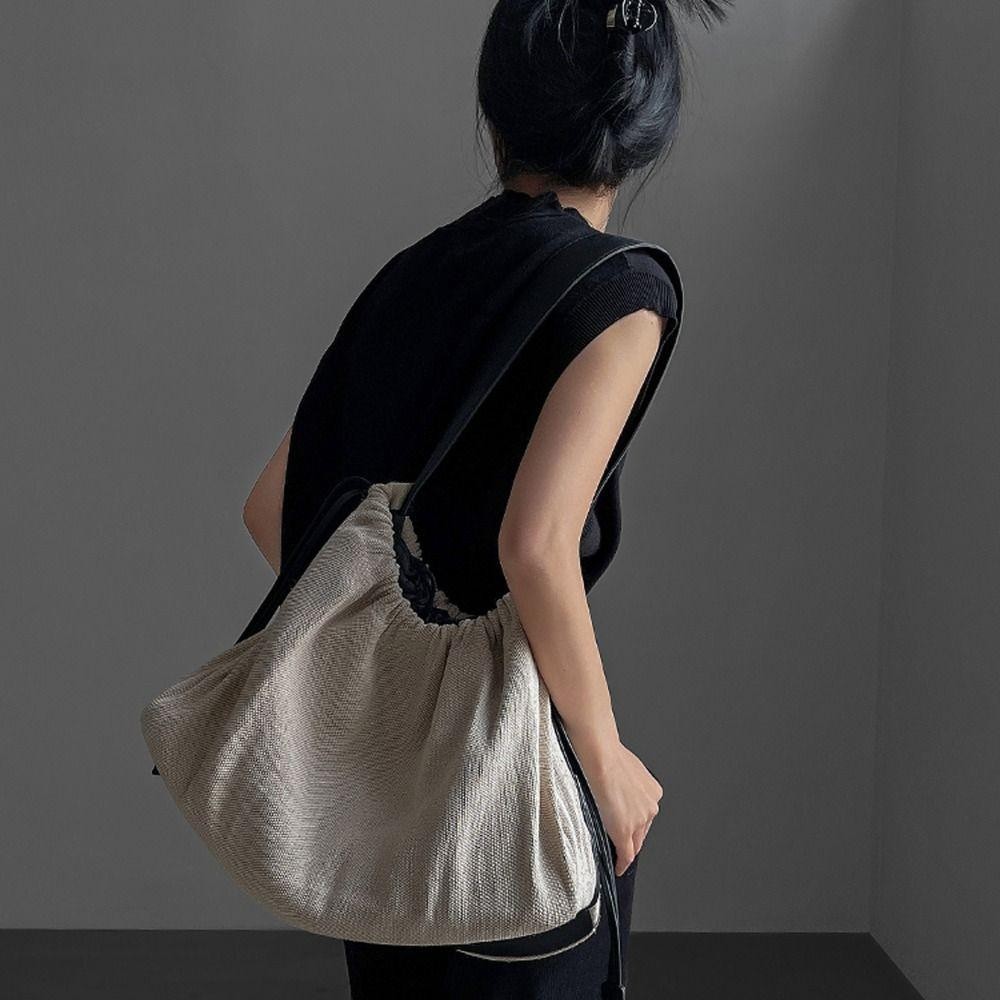 HOBBYIN Túi đeo vai HOBBYIN, Túi du lịch đeo chéo dây rút nhẹ, Túi mua sắm bằng vải Canvas thời trang Túi Tote dung tích lớn
