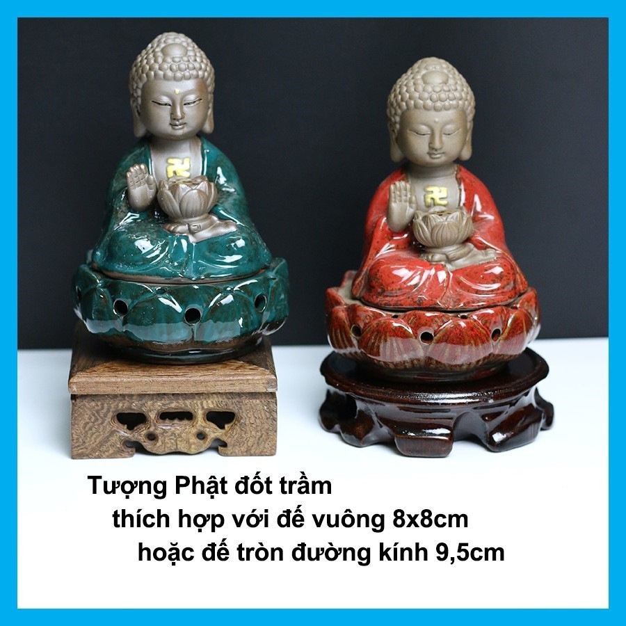 Đế Gỗ, Đôn Gỗ Vuông Bằng Gỗ Tự Nhiên Dùng Kê Chậu Bonsai, Lư Hương Xông Trầm, Tượng Gốm