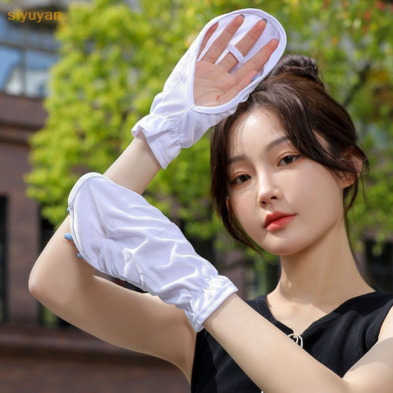 Siyuyan Nữ Ice Silk Găng Tay Nữ Mùa Hè Chống Nắng Găng Tay Thời Trang Đi Xe Đạp Lái Xe Chạy Găng Tay Mỏng Chống Tia UV Găng Tay VN