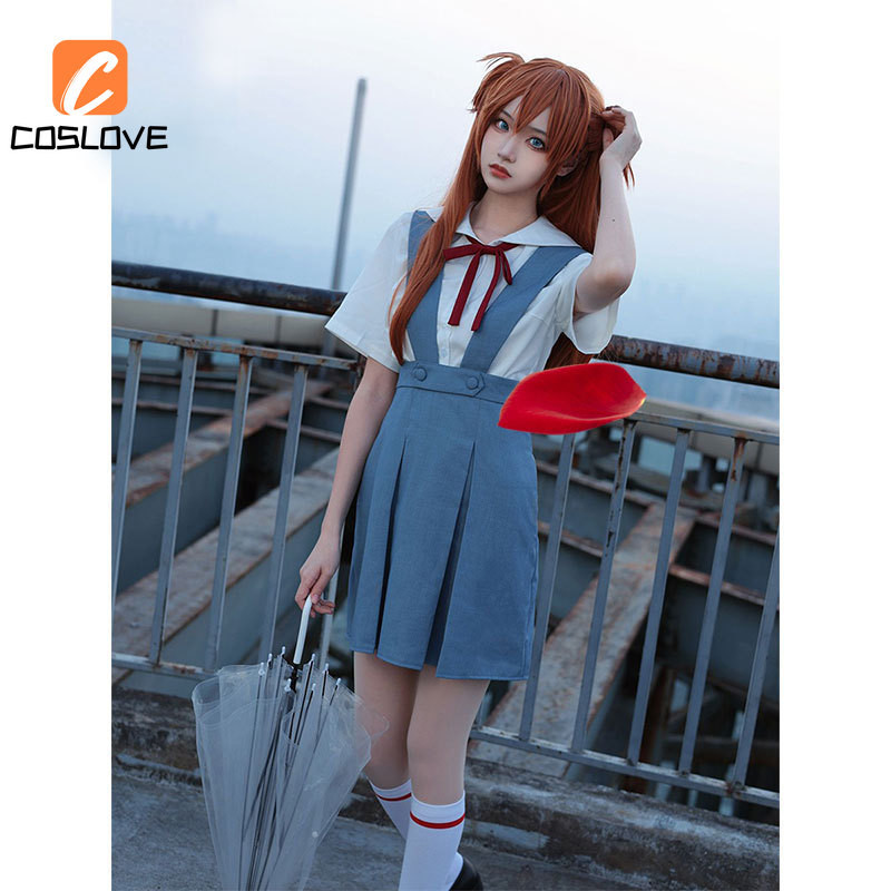 Anime EVA Asuka Langley Soryu Đồng Phục Học Sinh Cosplay Quần Áo Trọn Bộ Trang Phục Đầm Cosplay Váy Dự Tiệc Trang Phục Cosplay