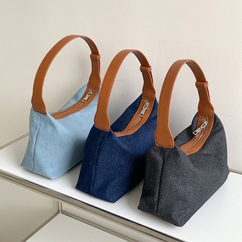Túi xách nữ Denim phong cách Hàn Quốc, túi mua sắm thẩm mỹ cho hàng ngày