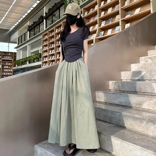 Dây Co Giãn Màu Trơn Đơn Giản Phong Cách Preppy Váy Rời Mùa Hè Mỏng Phong Cách Ôm Hơn Nhìn Phong Cách Mới Lười Nhỏ Tính Khí Over-the-Knee Ple
