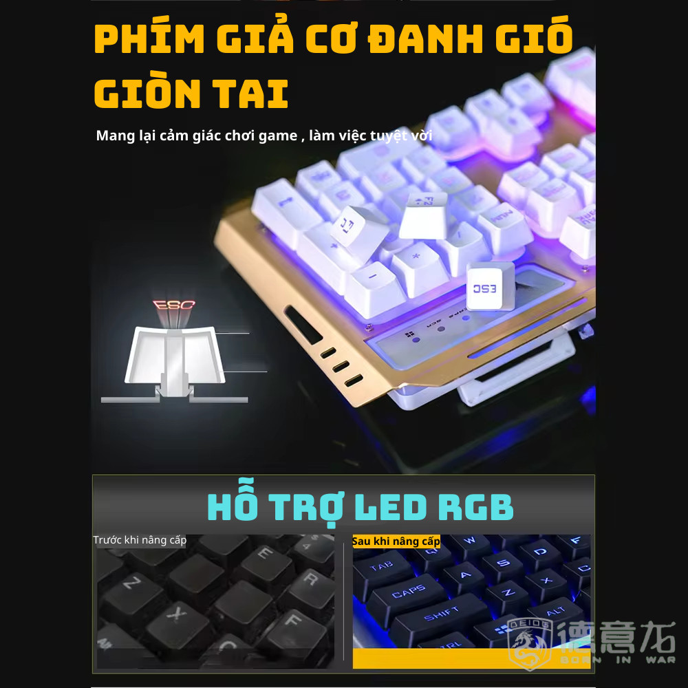 Combo bàn phím chuột có dây gaming chính hãng Deiog M313 Led 7 màu giả cơ 3600 DPI cao cấp 2026