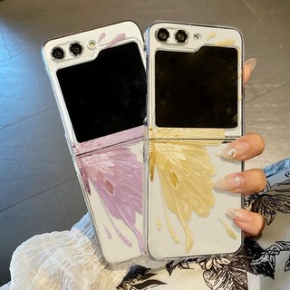 Cánh Bướm Họa Tiết Trong Suốt Cho Samsung Galaxy Z Flip 5 Flip 4 Flip 3 Trong Suốt Cứng PC Gấp Ốp điện thoại Cho Samsung Z Flip5 Flip4 Flip3