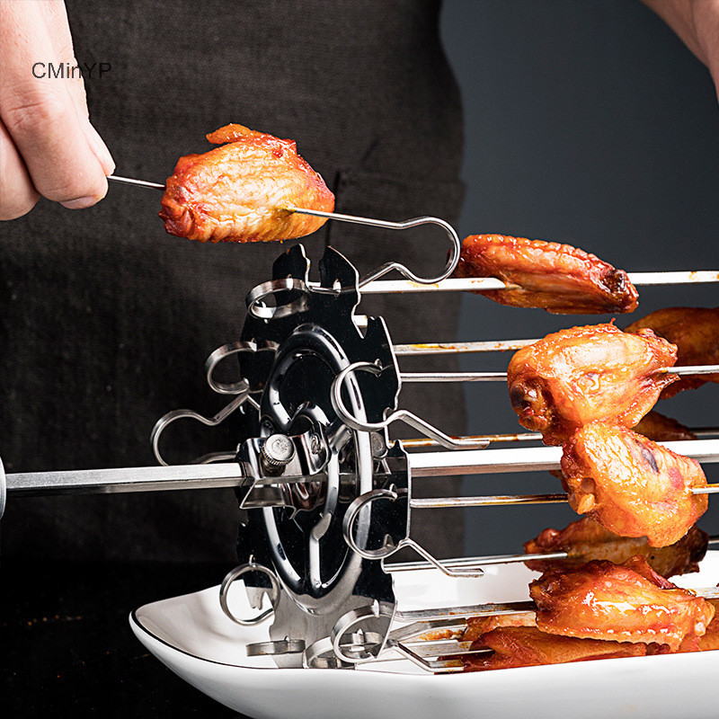 Cminyp 1 Bộ Thép Không Gỉ BBQ Kebab Lồng Rotisserie Xiên Nĩa Gà Nướng Vinh Quang