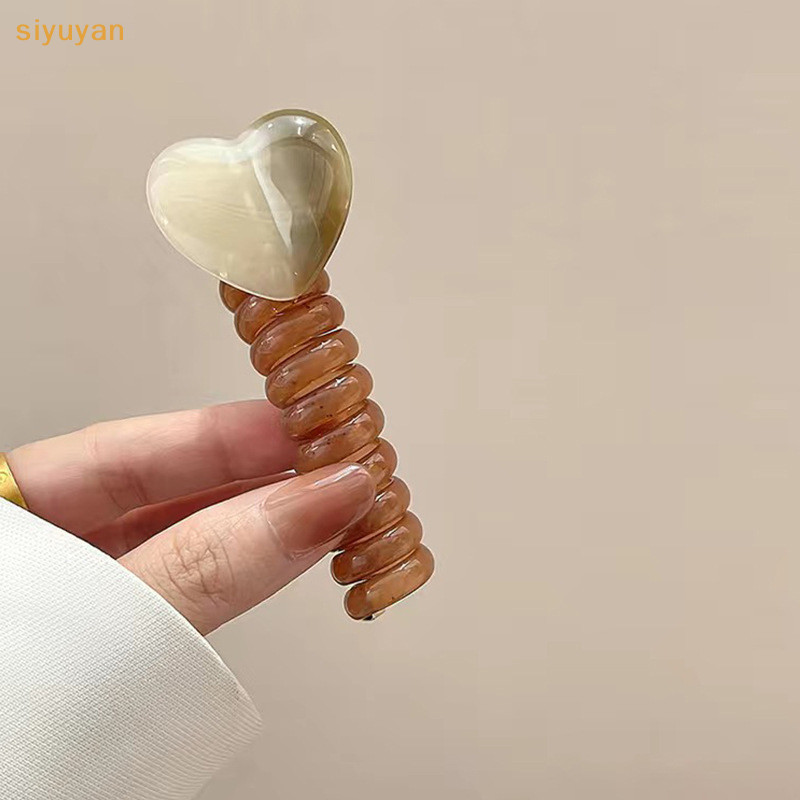 Siyuyan 1 Dây Cao Su Co Giãn Trái Tim Cho Nữ Bé Gái Dây Điện Thoại Dây Buộc Tóc Vòng Xoắn Ốc Cuộn Dây Tóc Đuôi Ngựa Phụ Kiện VN