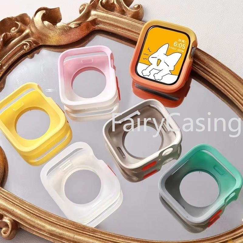 2024 Mới Ốp Lưng Silicon Mềm S11 Dành Cho Apple Watch 9 8 7 6 SE 5 Sport Chống Rơi Dành Cho iwatch 49mm 41mm 40mm 44mm 45mm Phụ Kiện Vỏ Bảo Vệ