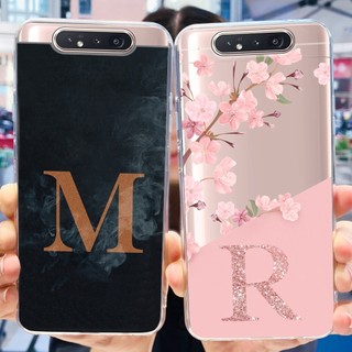 Dành Cho Samsung Galaxy Galaxy A80 A90 4G Thời Trang Hoa Sương Mù Chữ Cái Ban Đầu Vỏ Điện Thoại Samsung A80 A90 SM-A805F A8050 Silicon Mềm TPU