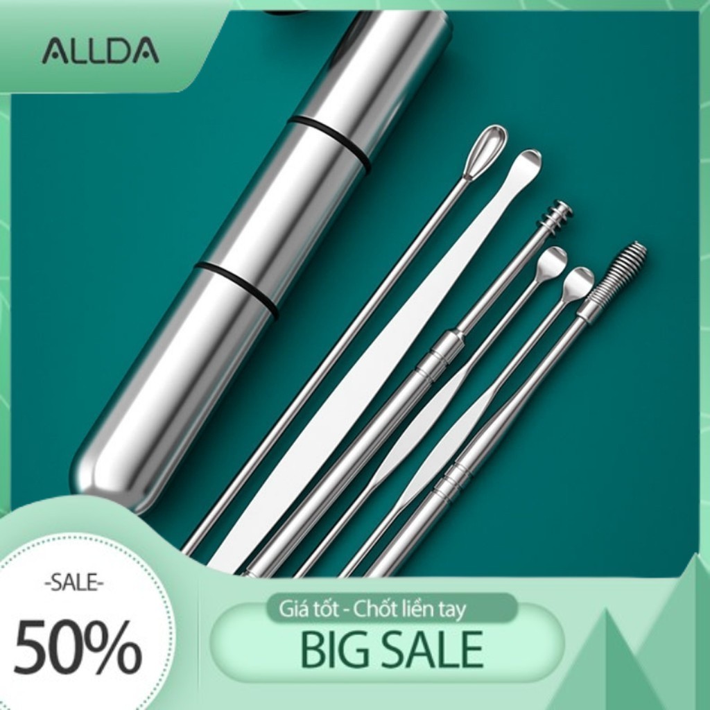 Bộ 6 Cây Lấy Ráy Tai Inox Cao Cấp Thông Minh An Toàn - ALLDA | Shopee ...