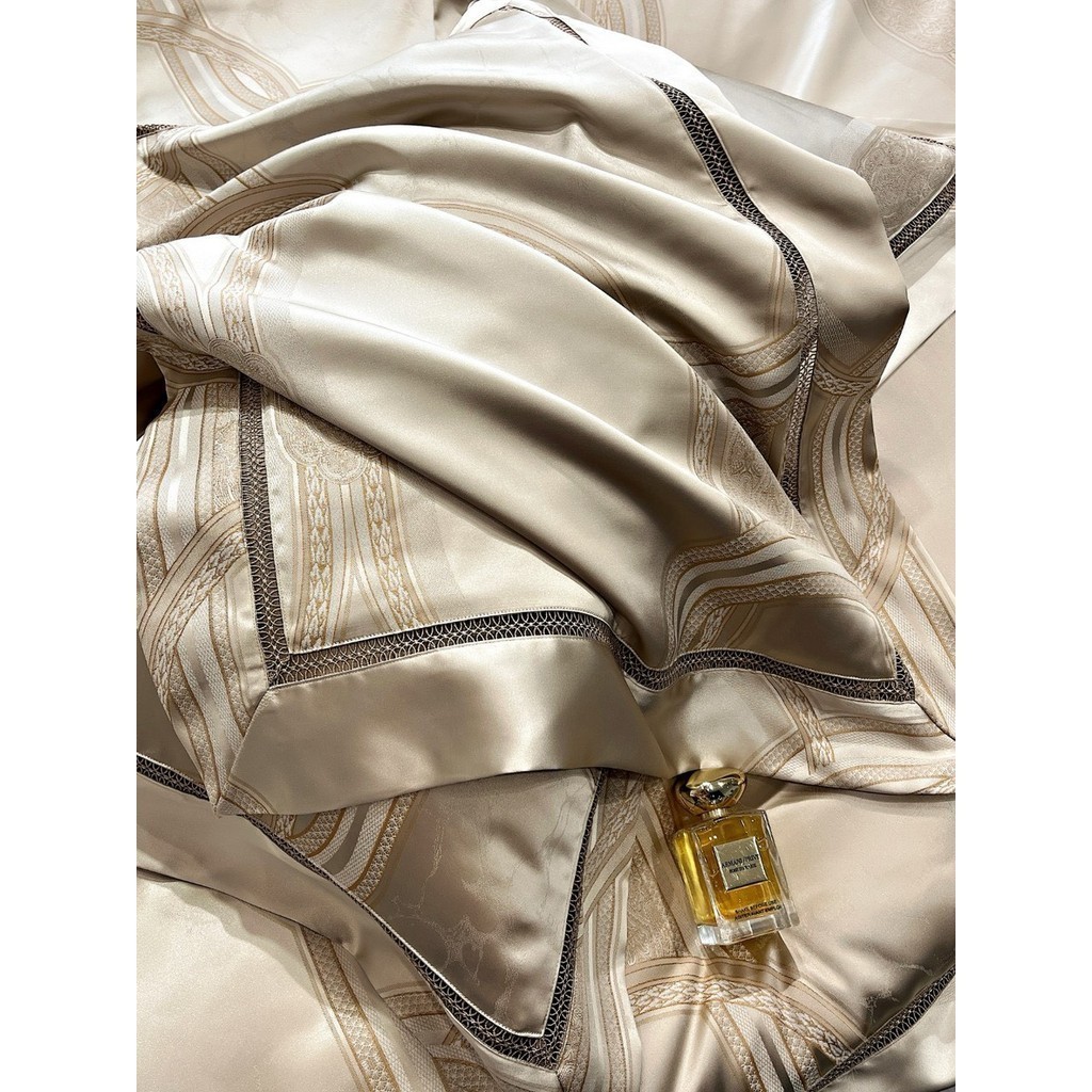 (L428) Set Vỏ Chăn Ga Gối Gấm 4 Món Memminbedding Luxury Phong Cách Hiện Đại Sang Trọng Chất Liệu Gấm Dệt
