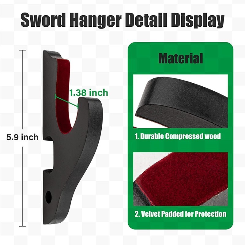 Thanh Kiếm Treo Tường 2 / Bộ 1 Tầng Có Đệm Móc Katana Giá Đỡ Có Thể Điều Chỉnh Hiển Thị Móc Treo Cho Tanto