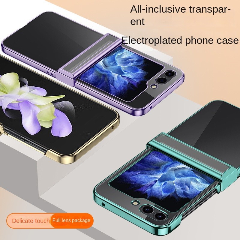 Ốp Điện Thoại Mạ Điện Trong Suốt Cho Samsung Galaxy Z Flip 6 5 4 3 Flip6 Flip5 Flip4 Flip3 Bản Lề Bảo Vệ Chống Sốc