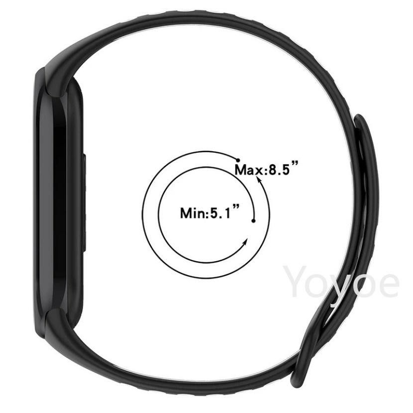 Vòng tay silicon thể thao cho Mi Band 8/9/10/NFC, dây thay thế đồng hồ