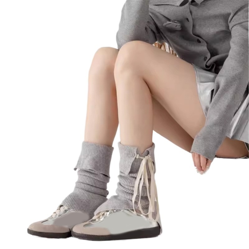 DASBSUG Áo Khoác Boot So Phong Cách Hàn Quốc, Có Gân Dệt Kim, Nơ Cổ Tay & Cổ Dài