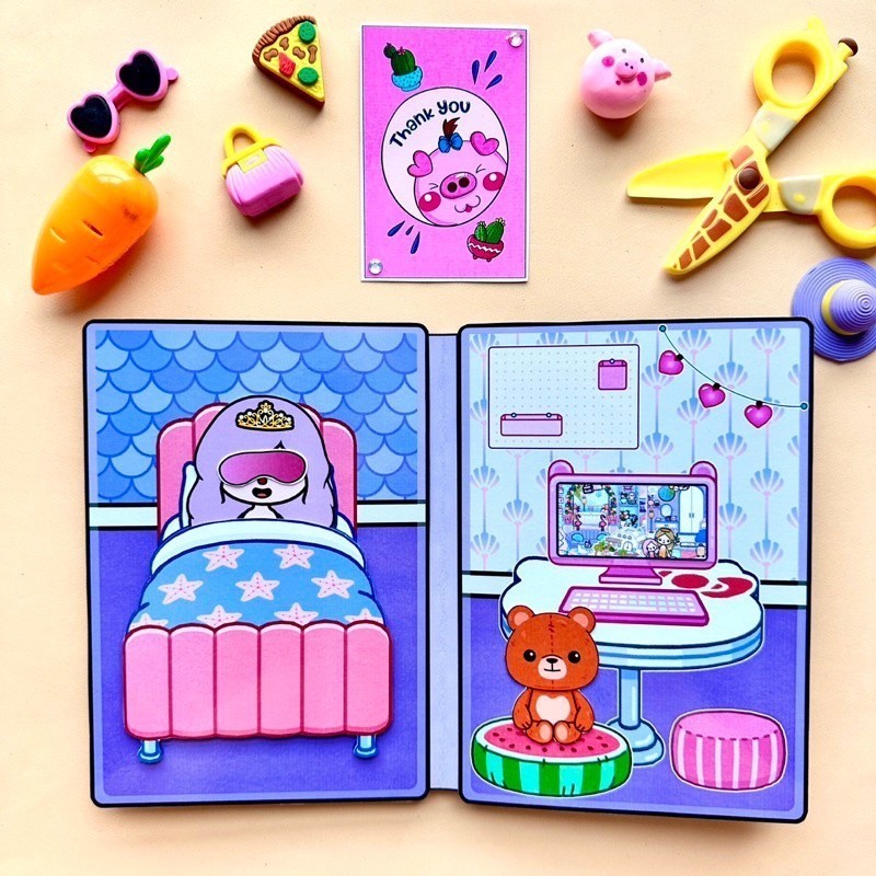 Sách toca life world Nàng Tiên Cá Dễ Thương Xinh Xắn ngôi nhà tiên xanh sổ búp bê giấy cài toca đồ chơi toca boca