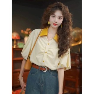 Retro Áo Thiết Kế Niche Cảm Thấy Phù Hợp Với Tính Khí Lỏng Lẻo Tay Ngắn Vận Chuyển Áo Sơ Mi Mới Phong Cách Hồng Kông Mùa Hè