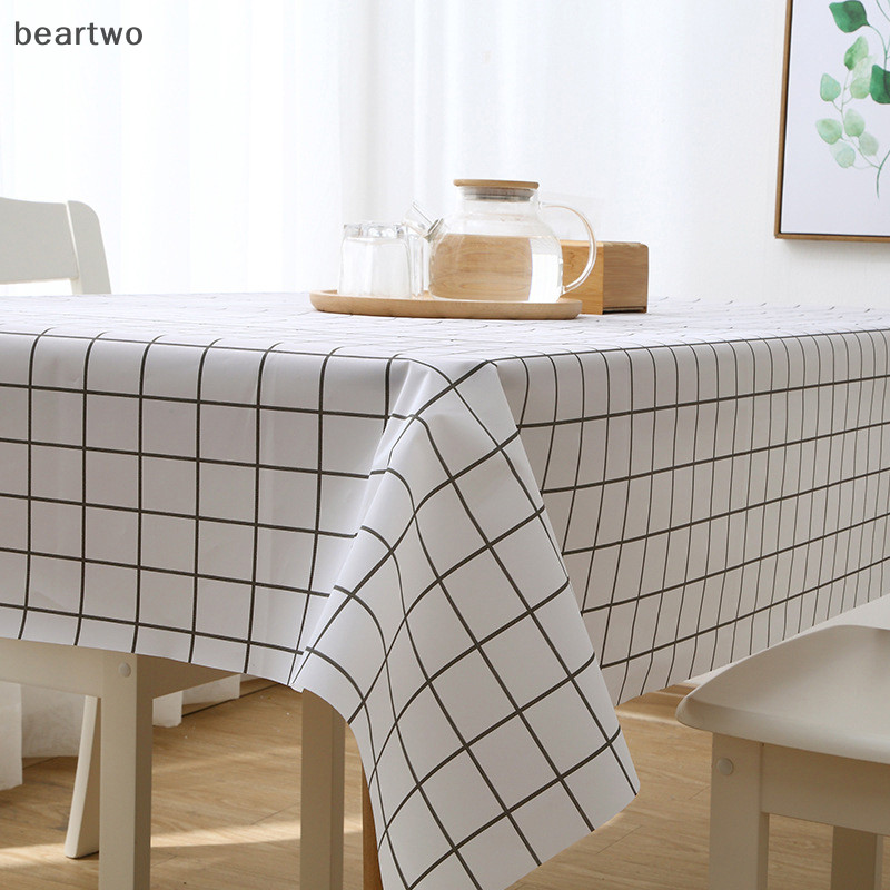 < Beartwo > 137X90CM PEVA Khăn trải bàn chống dầu chống thấm nước Khăn trải bàn họa tiết kẻ sọc Khăn trải bàn cho bữa tiệc Vải dã ngoại ngoài trời Đẹp