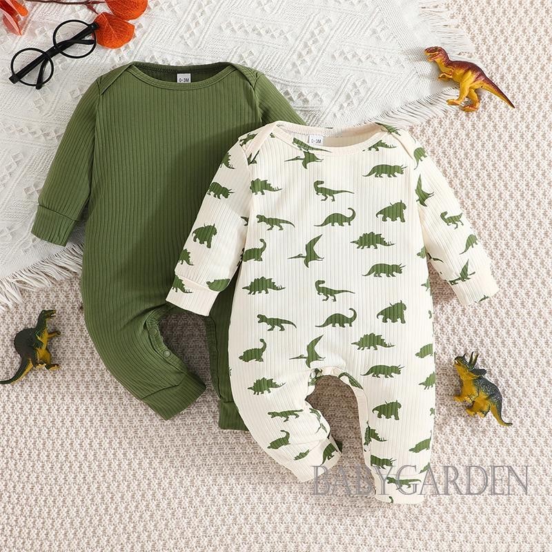 Baga-2 Chiếc Bé Trai Jumpsuit Dài Tay In Hình Khủng Long Thường Ngày Thu Đông Sơ Sinh Áo Liền Quần Quần Quần Áo