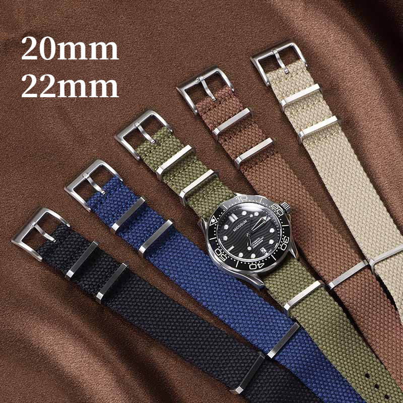 Sợi Tự Nhiên NATO Nylon Dây Đeo Đồng Hồ 20 Mm 22 Mm Vải Đồng Hồ Nam Nữ Thể Thao Dây Đeo Tay Vòng Tay Dệt Dây Vải Dây Đeo Cổ Tay Cổ Điển Đơn Giản Đa Năng Dây Đeo Đồng Hồ