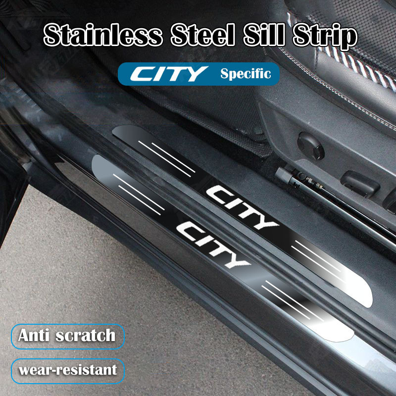✨Honda City Cao Cấp Tùy Chỉnh Kim Loại Sill Bảo Vệ Chống Trầy Xước Chống Bụi Bẩn Thép Không Gỉ Bảo Vệ Cửa Xe Ô Tô Miếng Dán Trang Trí Phụ Kiện Cho Thành Phố G5 GM2 3 G6 GM4 G7 GN