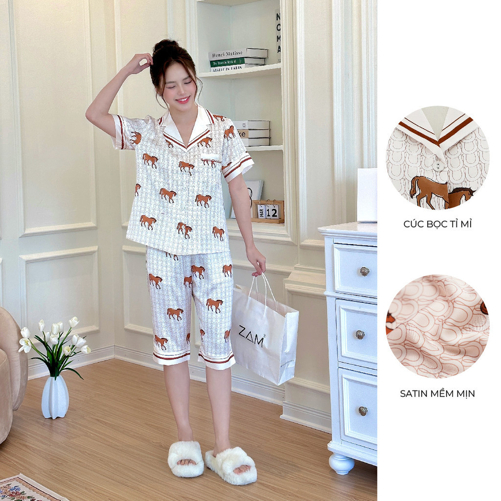 Ảnh BỘ MẶC NHÀ SHE BY ZAM - TSLA46 - BỘ NGẮN TAY QUẦN LỬNG NGỰA NÂU 1