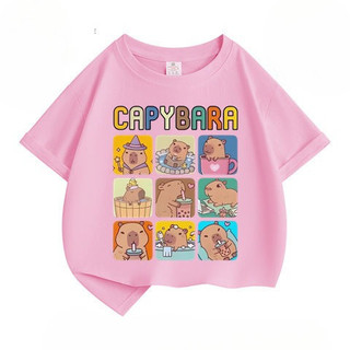 2024 Fresh Kids 'Capybara Áo thun ngắn tay hoạt hình - Áo thun mùa hè hợp thời trang cho bé trai và bé gái