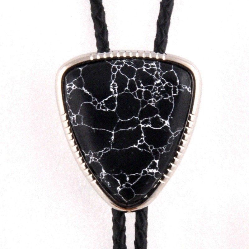 Dasbsug Nam Nữ Vintage Bolo Tie Tây Bò Tam Giác Đá Mặt Dây Chuyền Vòng Cổ