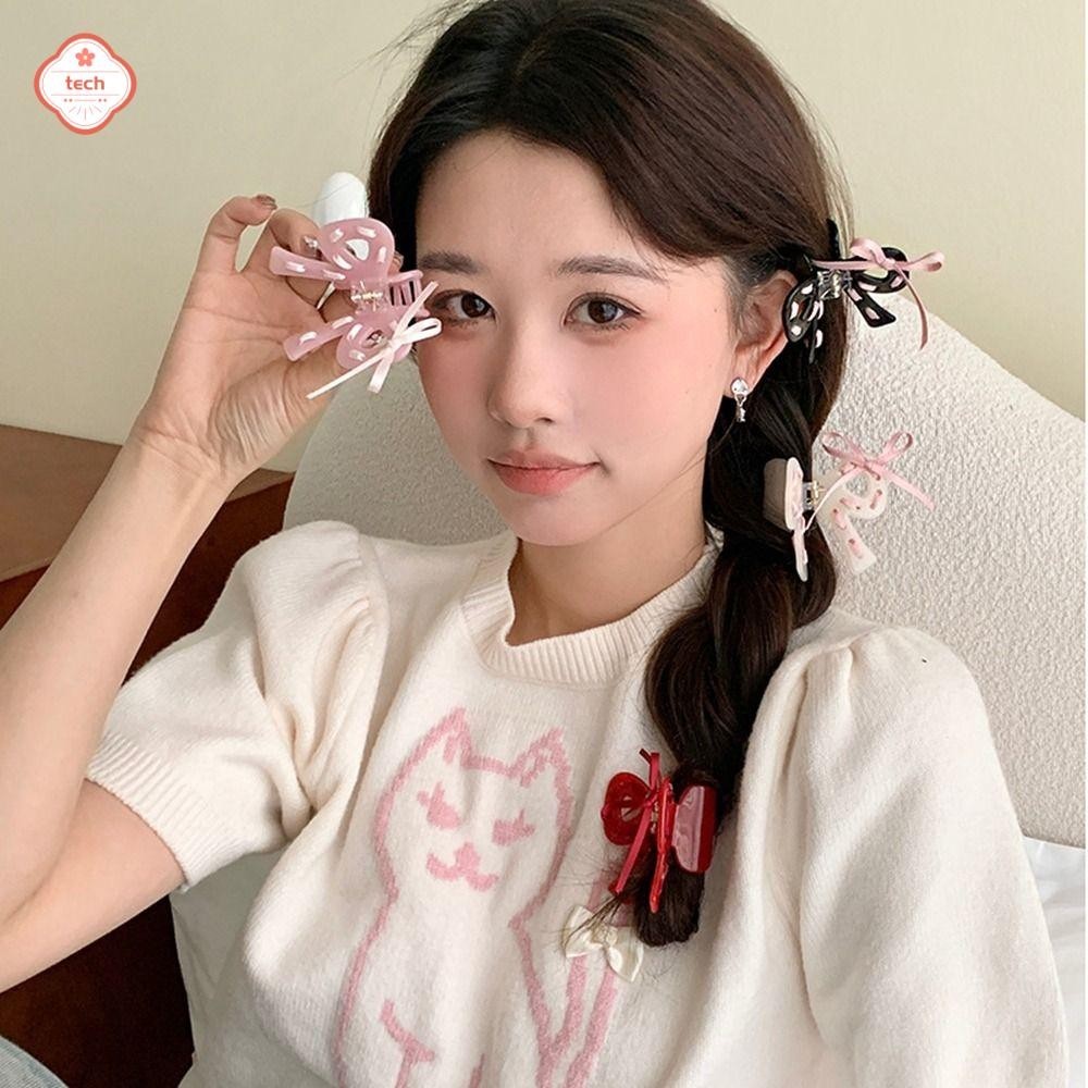 Kẹp Tóc Càng Cua Hình Bướm Gắn Nơ/Ruy Băng Mới Xinh Xắn Phong Cách Hàn Quốc Phụ Kiện Tóc Nữ Empoli
