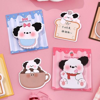 HIGHVIEWLS 30 tờ Notepad, Ghi chú dính hoạt hình Puppy, Miếng ghi nhớ văn phòng phẩm di động