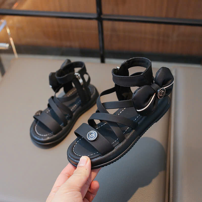 Dép quai hậu cho bé gái sandal chiến binh cho bé có khóa kéo dây cá tính da PU êm chân đế chống trượt mẫu mới 5235