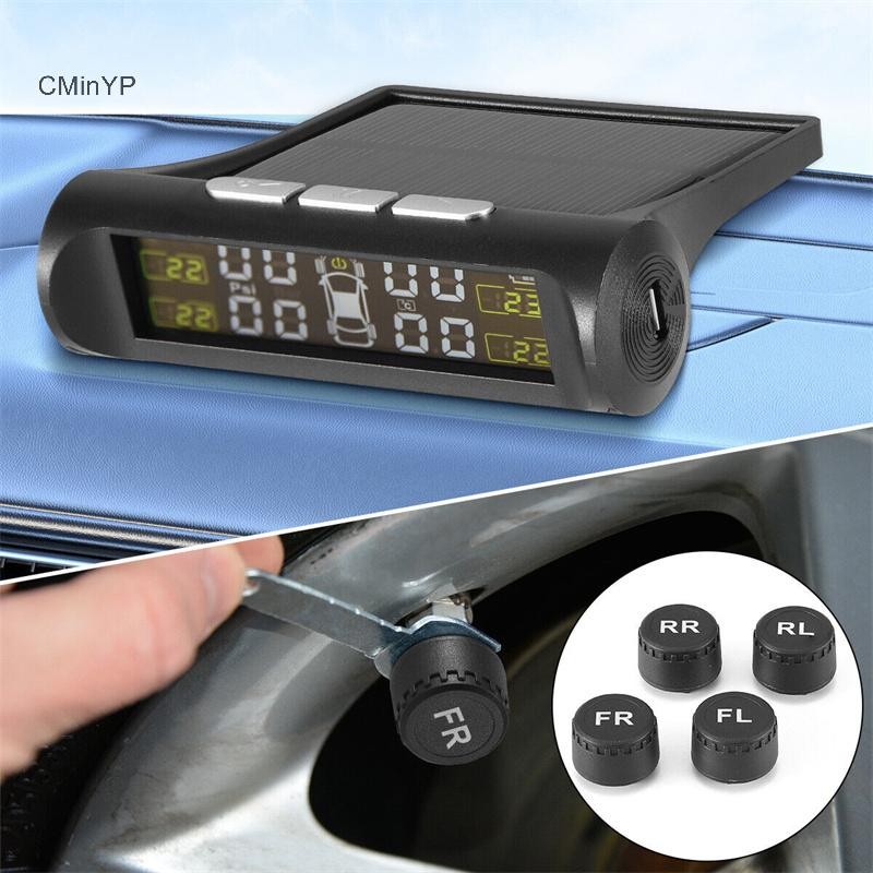 Cminyp 4 Cảm Biến Xe TPMS Hệ Thống Giám Sát Áp Suất Lốp Xe Chạy Bằng Năng Lượng Mặt Trời Màn Hình LCD Kỹ Thuật Số Tự Động An Ninh Báo Động Thử Nghiệm Ô Tô Vinh Quang