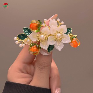Kẹp bên hình hoa có kẹp lò xo Kẹp ổn định Đầu ngọc trai giả