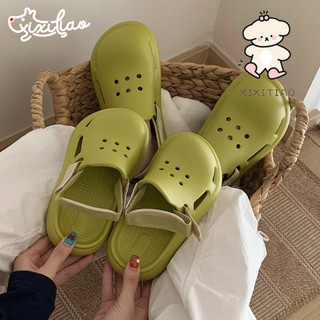 Xixitiao Lỗ Giày Thể Thao Baotou Mặc Ngoài Phong Cách Unisex Mùa Hè 2024 Phong Cách Mới Bé Gái Thường Ngày EVA Đế Mềm Có Thể Tháo Rời Ren