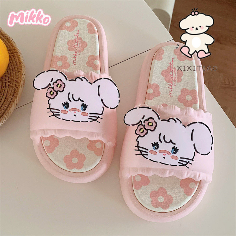 Xixitiaomikko Joint Sweet Floral Dép Mùa Hè Phong Cách Mới Nhật Bản Thỏ Dễ Thương Bên Ngoài Mặc Dép Thoải Mái Cô Gái Trái Tim