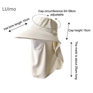 Luimo Mùa Hè Du Lịch Ngoài Trời Che Nắng Mũ Chống Nắng Có Thể Tháo Rời Mũi Mặt nạ Mũ Chống Nắng Nữ Đuôi Ngựa Vành Lớn Mũ Đi Biển SBS