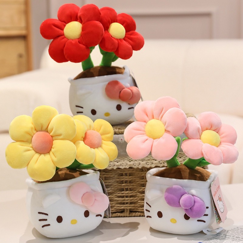 Sanrio Hello Kitty Hoa Sang Trọng Đồ Chơi Dễ Thương Chậu Hoa Sang Trọng Búp Bê Sáng Tạo Nhiều Màu Sắc Kitty Hoa Đồ Chơi Nhồi Bông Trang Trí Nhà Máy Tính Để Bàn Bé Gái Quà Tặng Sinh Nhật Đổi Quà Tặng Quà Tặng
