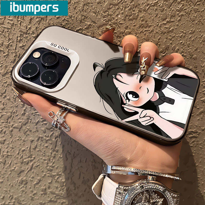 ibumpers Ốp Lưng IPhone Dễ Thương Khuôn Viên Cặp Đôi Họa Tiết Ốp Điện Thoại IMD Cứng Trơn Chống Bẩn Chống Sốc Cho IPhone 16 15 14 12 13 11 Pro Max