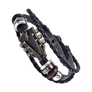 Vòng đeo tay đàn Guitar Jay Retro Punk Rock Dây đeo cổ tay bằng da có thể điều chỉnh cho những người yêu thích âm nhạc