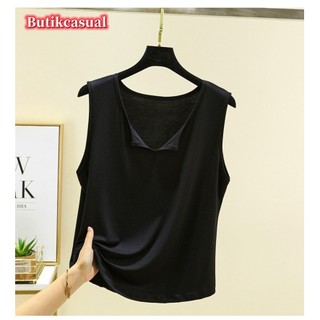 Phụ Nữ Cổ V Xe Tăng Đồng Bằng Không Tay Rời Áo Sơ Mi Mỏng Mùa Hè Rời Thoải Mái Áo Sơ Mi Thường Ngày
