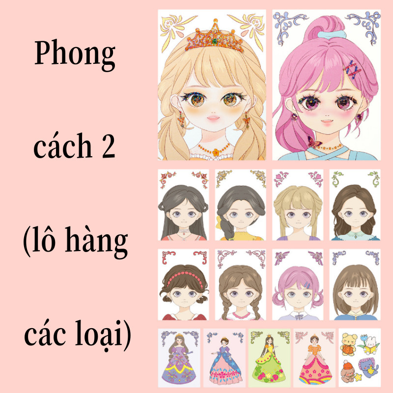 【SKISOPGO】Sổ Tay Trang Điểm Dạng Quai Xách - Bộ Đồ Chơi Học Trang Điểm Cho Bé, Kèm Tranh Tô Vẽ và Cắt Dán