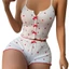 Bộ đồ ngủ mỏng NICOLOO, Bộ đồ ngủ co giãn in hình trái tim, Quần short thắt lưng bằng vải Polyester thời trang dành cho nữ
